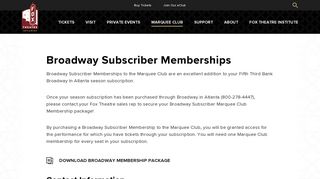Broadway Subscriber Memberships | Fox Theatre