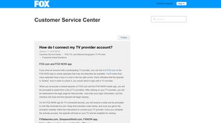 How do I connect my TV provider account? – Customer ... - Ask Fox