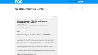 How can I stream FOX, FX, and National Geographic live shows ...