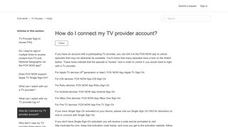 How do I connect my TV provider account? – FOX NOW