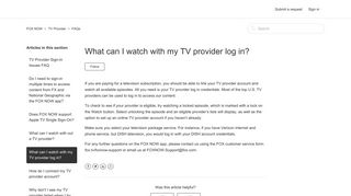 What can I watch with my TV provider log in? – FOX NOW