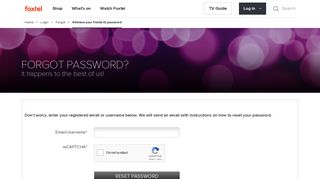 Retrieve your Foxtel ID password