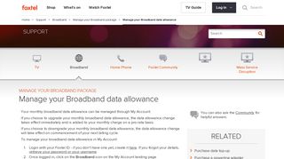 Manage your Broadband data allowance - Support - Foxtel