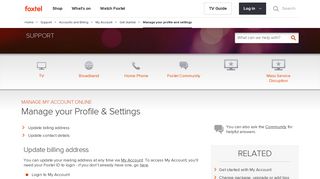 Manage your profile and settings - Support - Foxtel