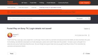 Foxtel Help & Support - Foxtel Play on Sony TV, Login details not ...