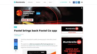 Foxtel brings back Foxtel Go app - Mumbrella