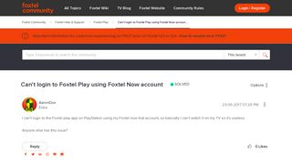 Solved: Foxtel Help & Support - Can't login to Foxtel Play using Foxtel ...