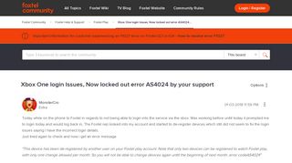 Foxtel Help & Support - Xbox One login Issues, Now locked out error ...