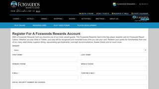 Foxwoods Rewards - Account Sign Up | Foxwoods