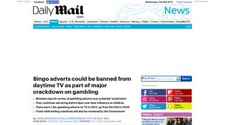 Bingo adverts could be banned from daytime TV | Daily Mail Online