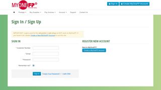 Sign In or Create MyOneFP Acount · FP Customer Portal