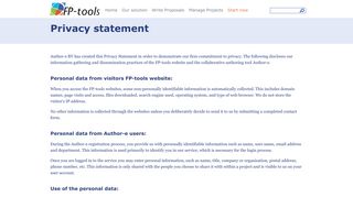 FP-tools | Privacy statement