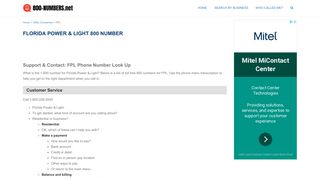 Florida Power & Light (FPL) Phone Number - Customer Service - 800 ...