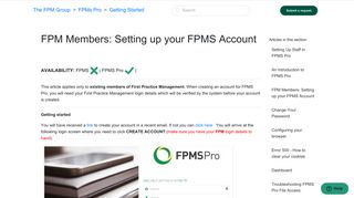 FPM Members: Setting up your FPMS Account – The FPM Group