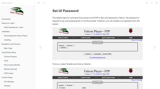 Set UI Password · Falcon Player Manual