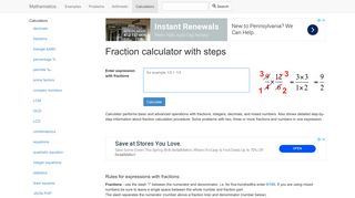 Fraction calculator with steps - HackMath.net