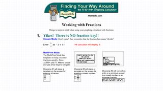 Working with Fractions on the Graphing Calculator - MathBits.com