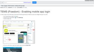 TEMS (Fraedom) - Enabling mobile app login