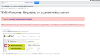 TEMS (Fraedom) - Requesting an Expense Reimbursement