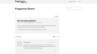 New site login problems? – Fragrance Direct