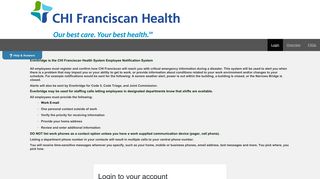 Franciscan Health - Login to your account - CAHAN/Everbridge Login