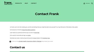 Contact Frank | Frank Health Insurance