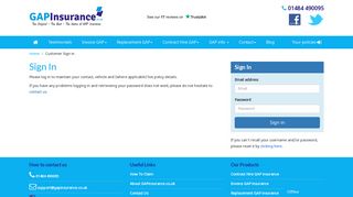 GAPinsurance.co.uk: Sign in to your account.