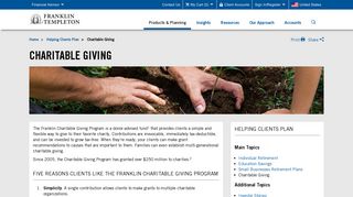 Charitable Giving | Investment - Franklin Templeton Investments