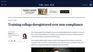 Training college deregistered over non-compliance - The Age