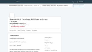 Regional CDL A Truck Driver $5000 sign on Bonus - Franktown