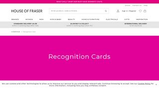 Recognition Reward Cards - House of Fraser