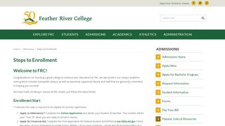 Steps to Enrollment | Admissions - Feather River College