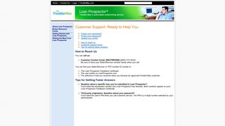 Customer Support Ready to Help You - Freddie Mac's Loan Prospector