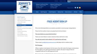 Johnny's IceHouse - Free Agent Sign Up