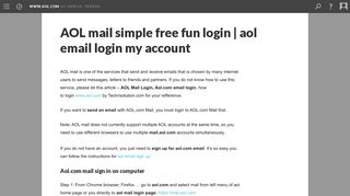 AOL mail simple free fun login | aol email login my account - Scalar