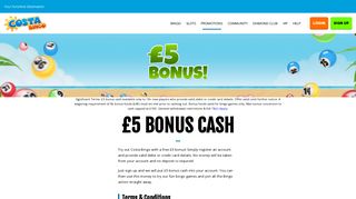Free £5 Bonus – No Deposit Required! Try Out Costa Bingo!