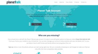 Account - Planet Talk - Cheap International Calls