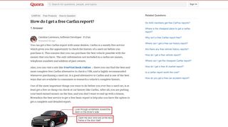 How to get a free Carfax report - Quora