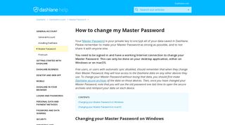 How to change my Master Password – Dashlane
