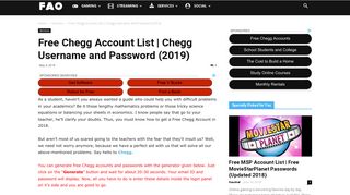 Free Chegg Account List | Chegg Username and Password (2018)
