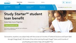 Study StarterSM Student Loan Benefit - Free Chegg Study Account ...