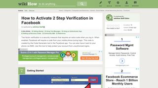 How to Activate 2 Step Verification in Facebook (with Pictures)