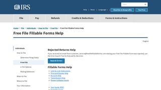 Free File Fillable Forms Help | Internal Revenue Service - IRS.gov