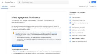 Make a payment in advance - Google Fiber Help - Google Support