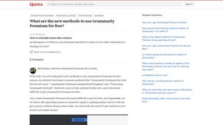 What are the new methods to use Grammarly Premium for free? - Quora