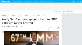 Andy Samberg just gave out a free HBO account at the Emmys