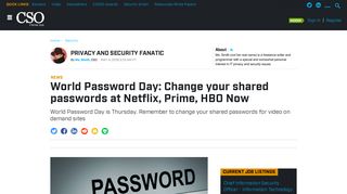 World Password Day: Change your shared passwords at Netflix, Prime ...