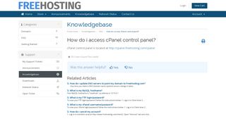 How do i access cPanel control panel? - FreeHosting.com