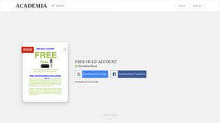 FREE HULU ACCOUNT | Christopher Morse - Academia.edu