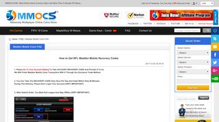 How to Get NFL Madden Mobile Recovery Codes - Mmocs.com